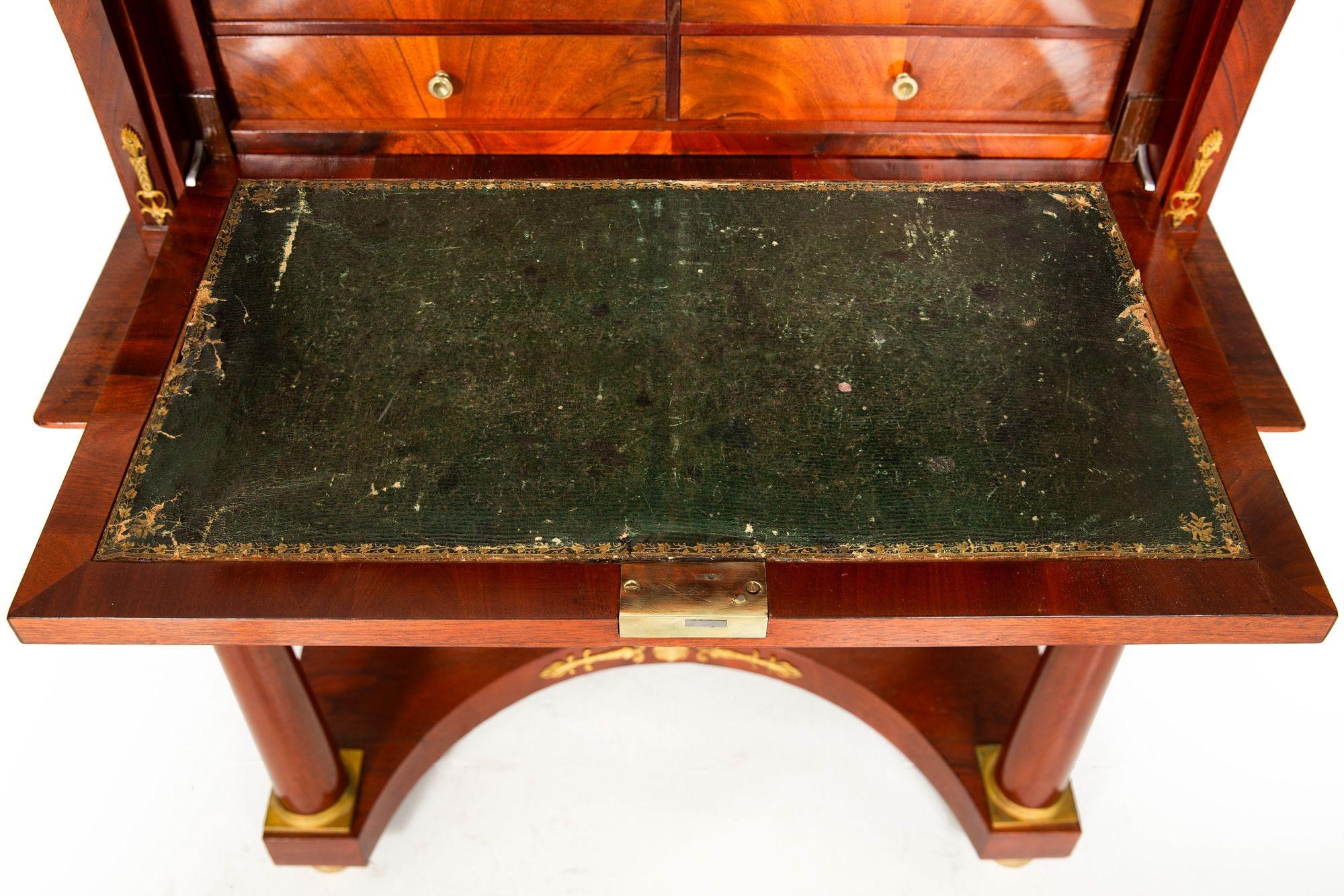 French Empire Style Mahogany Antique Secretary Desk For Sale 5