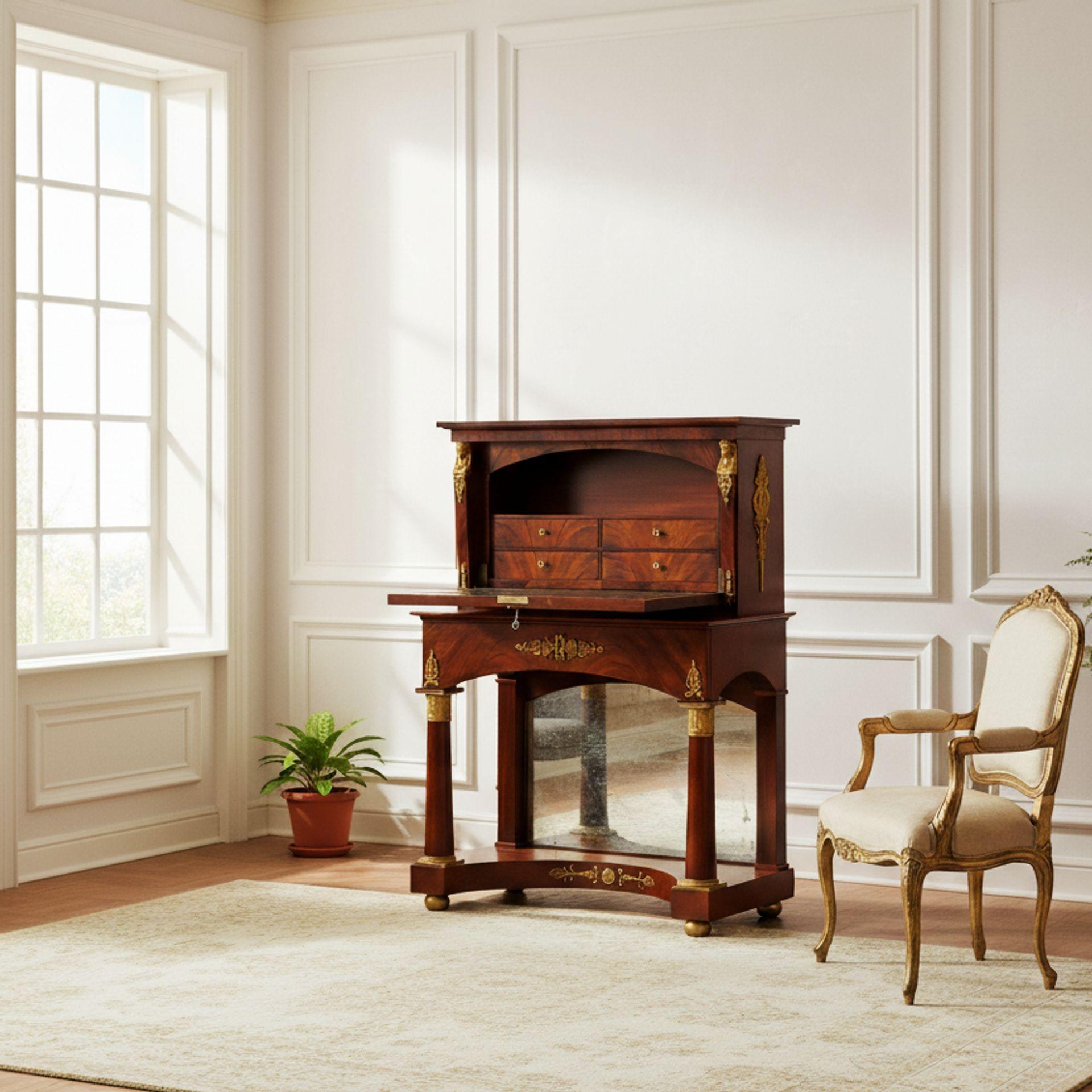 SCRIVANIA IN MOGANO CON MONTATURA IN BRONZO DORATO IN STILE IMPERO

Composto da elementi del XIX secolo

rif. 501GWU22P

45 7/8