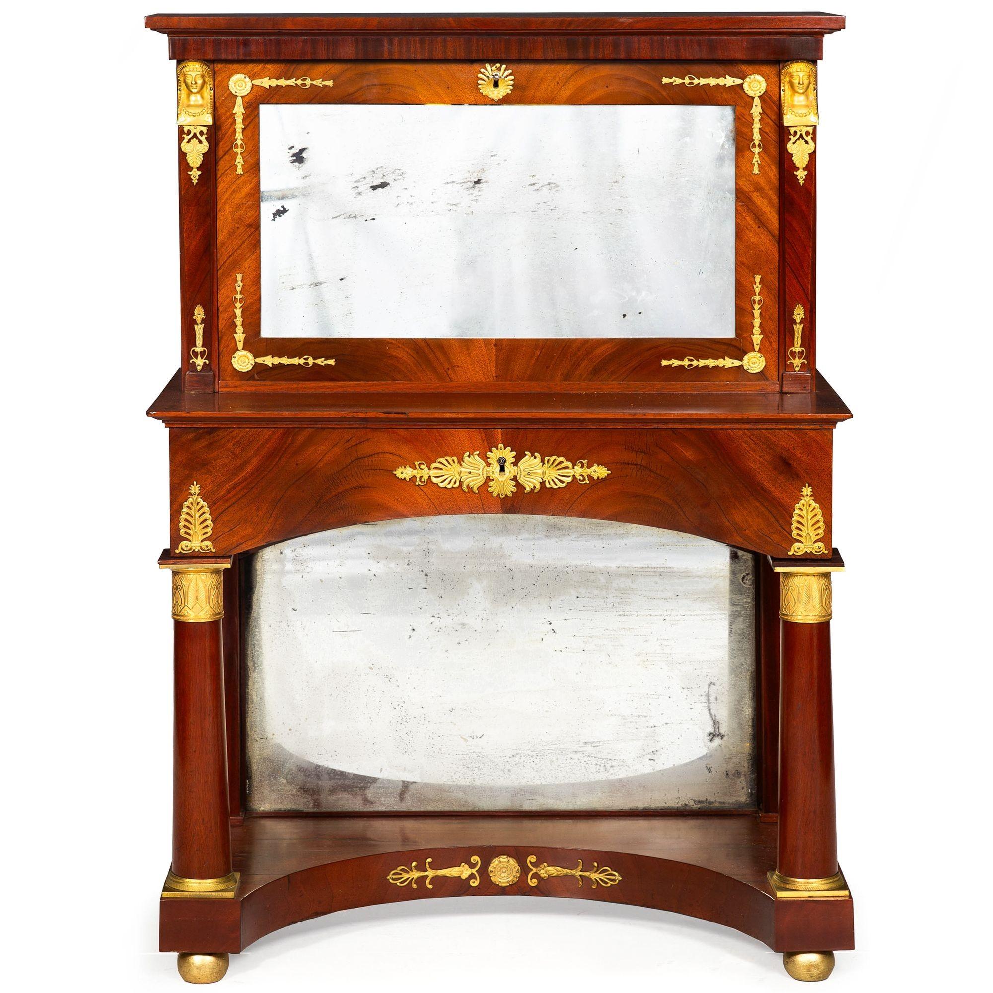 French Empire Style Mahogany Antique Secretary Desk In Good Condition For Sale In Shippensburg, PA