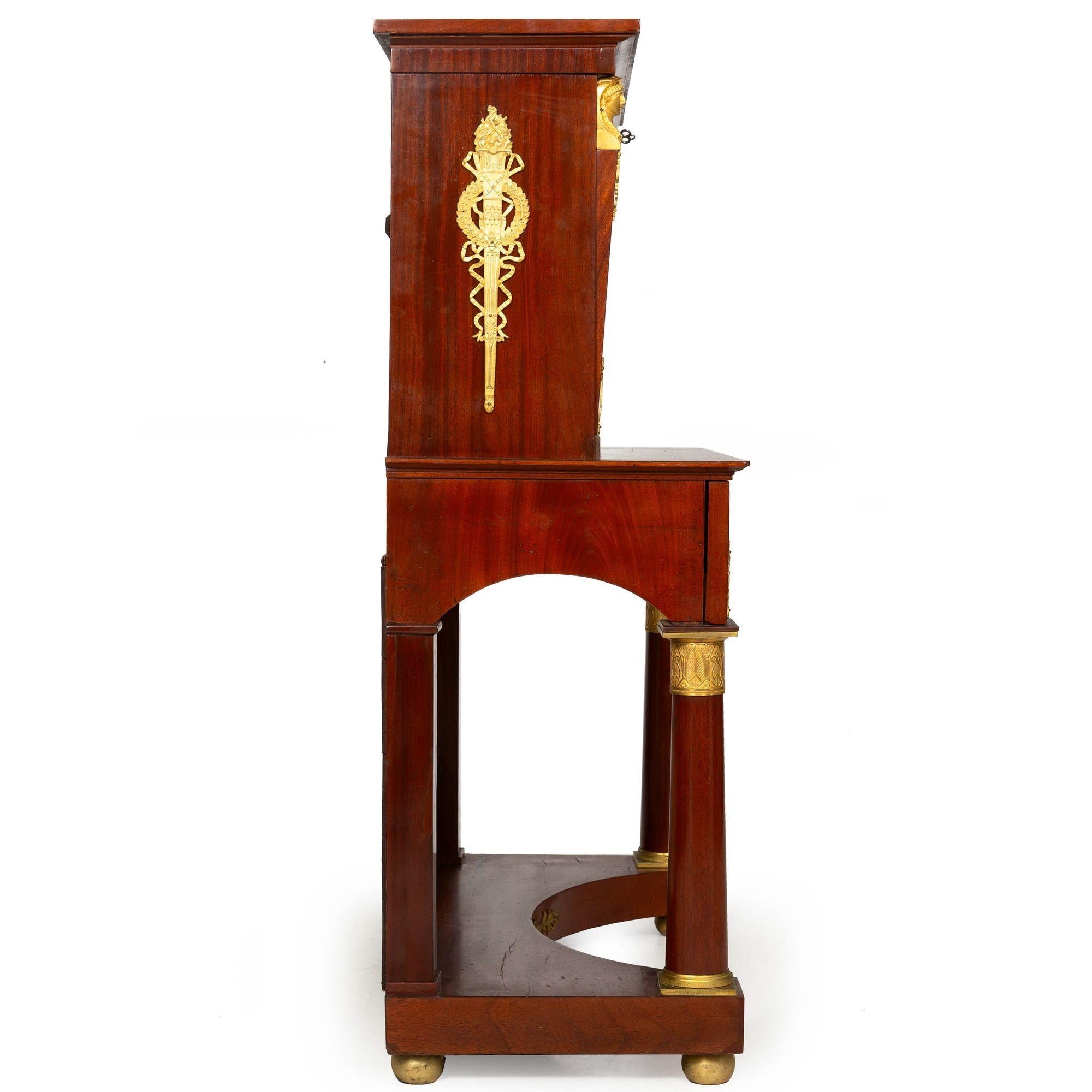 20th Century French Empire Style Mahogany Antique Secretary Desk For Sale