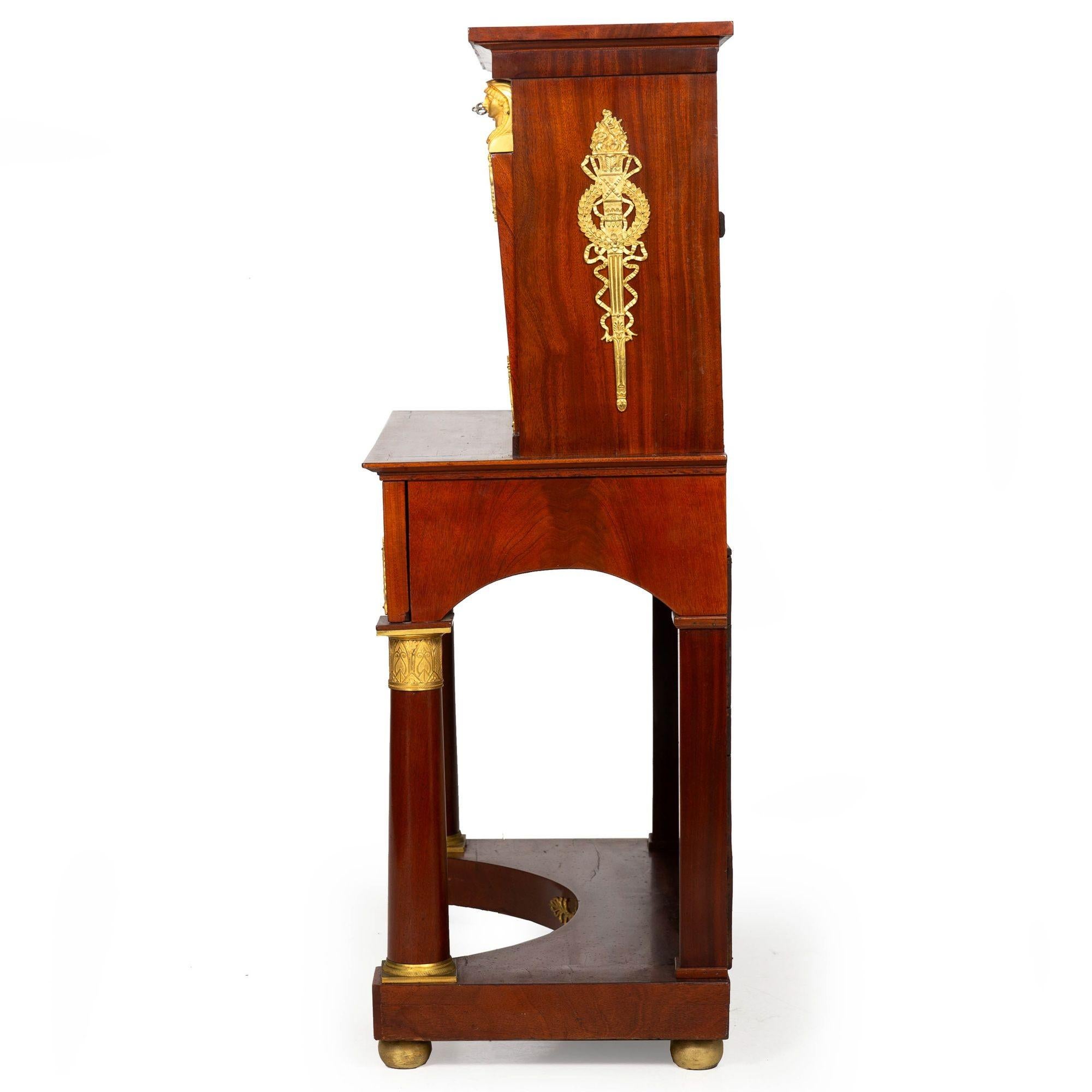 French Empire Style Mahogany Antique Secretary Desk For Sale 1