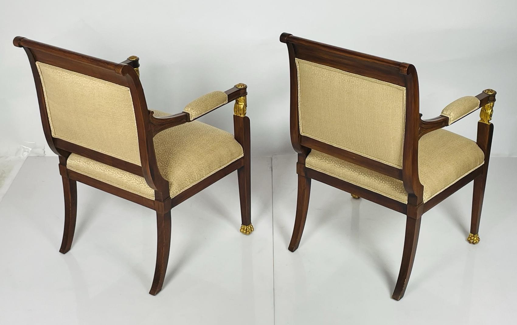 French Empire style Mahogany Armchairs Giltwood im Angebot 2