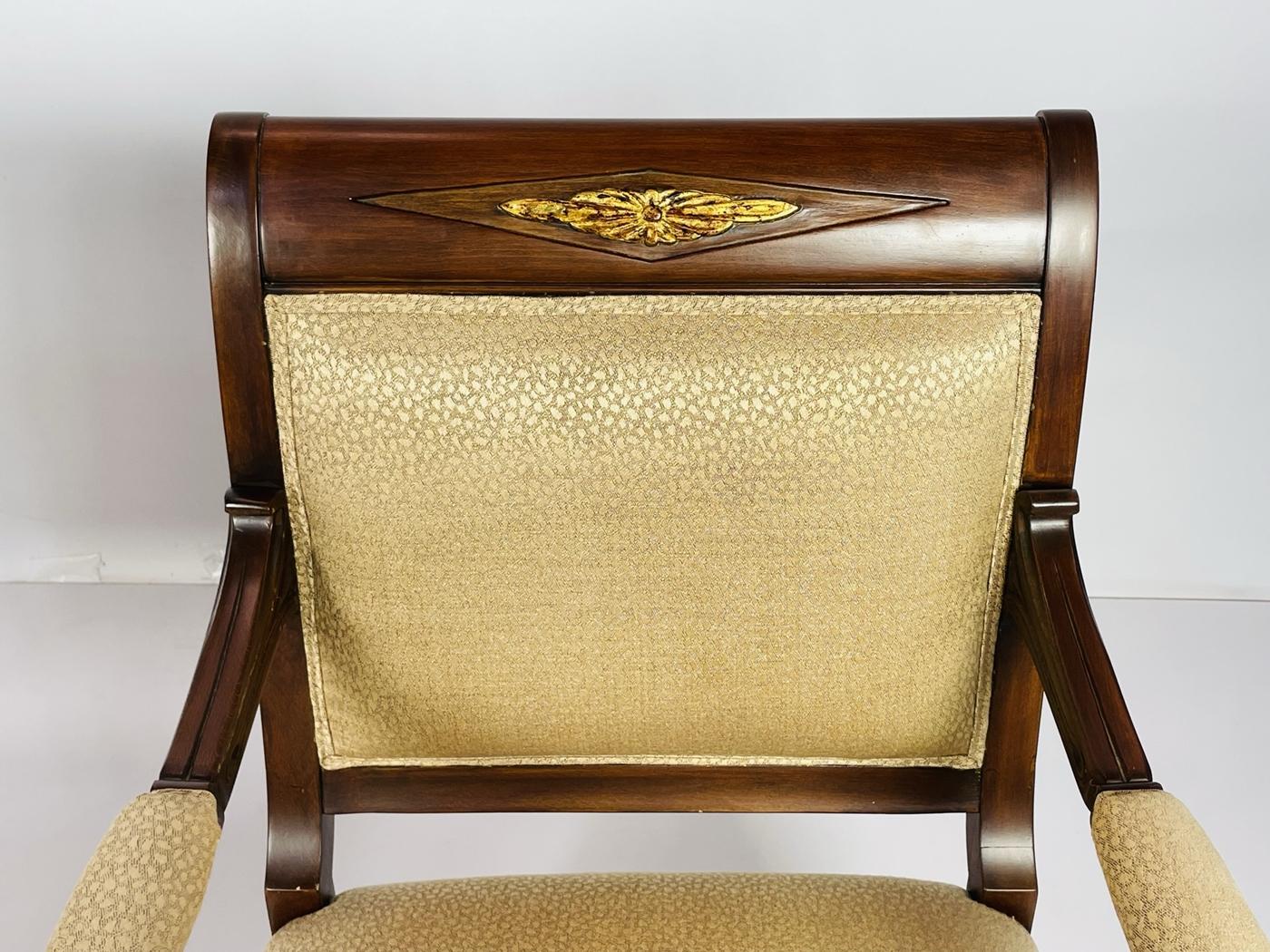 French Empire style Mahogany Armchairs Giltwood For Sale 4
