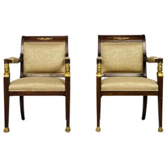 Poltrone in mogano stile Impero francese Giltwood