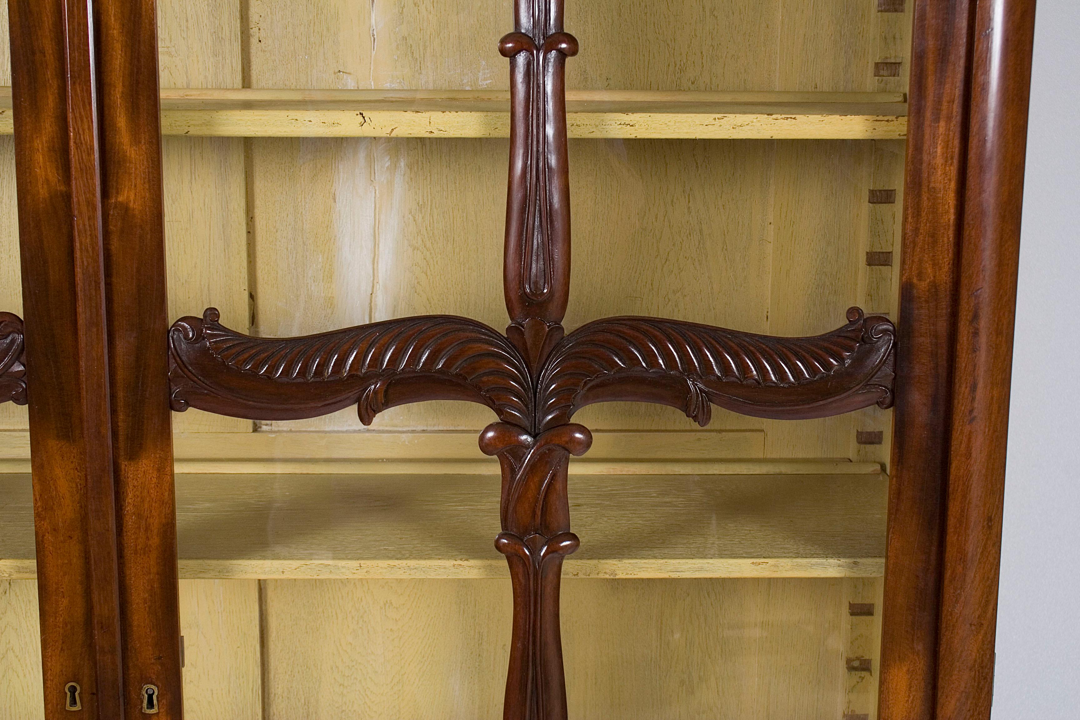 French Empire Style Mahogany Bookcase China Display Cabinet In Good Condition For Sale In Atlanta, GA