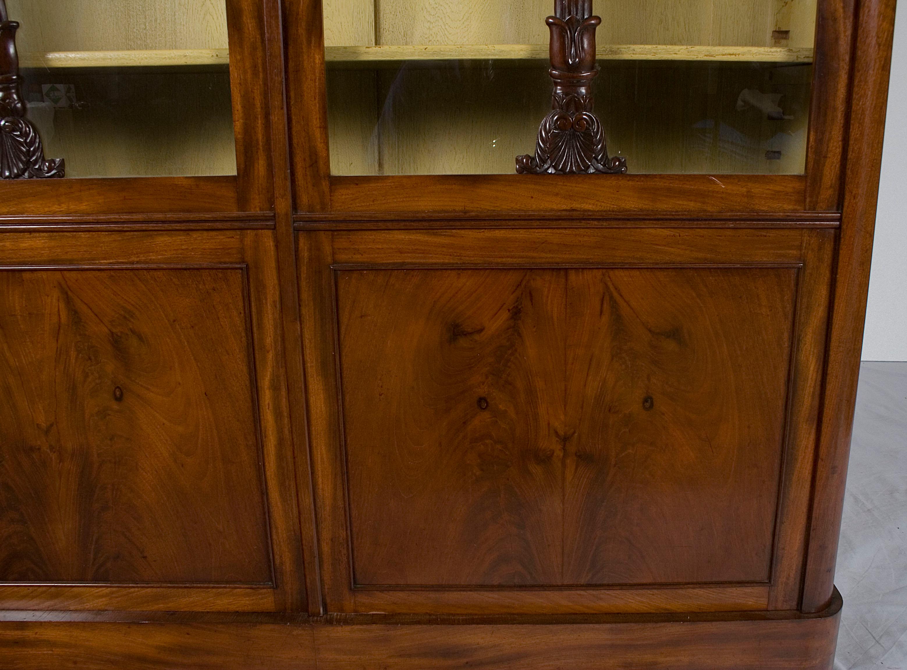 Late 19th Century French Empire Style Mahogany Bookcase China Display Cabinet For Sale