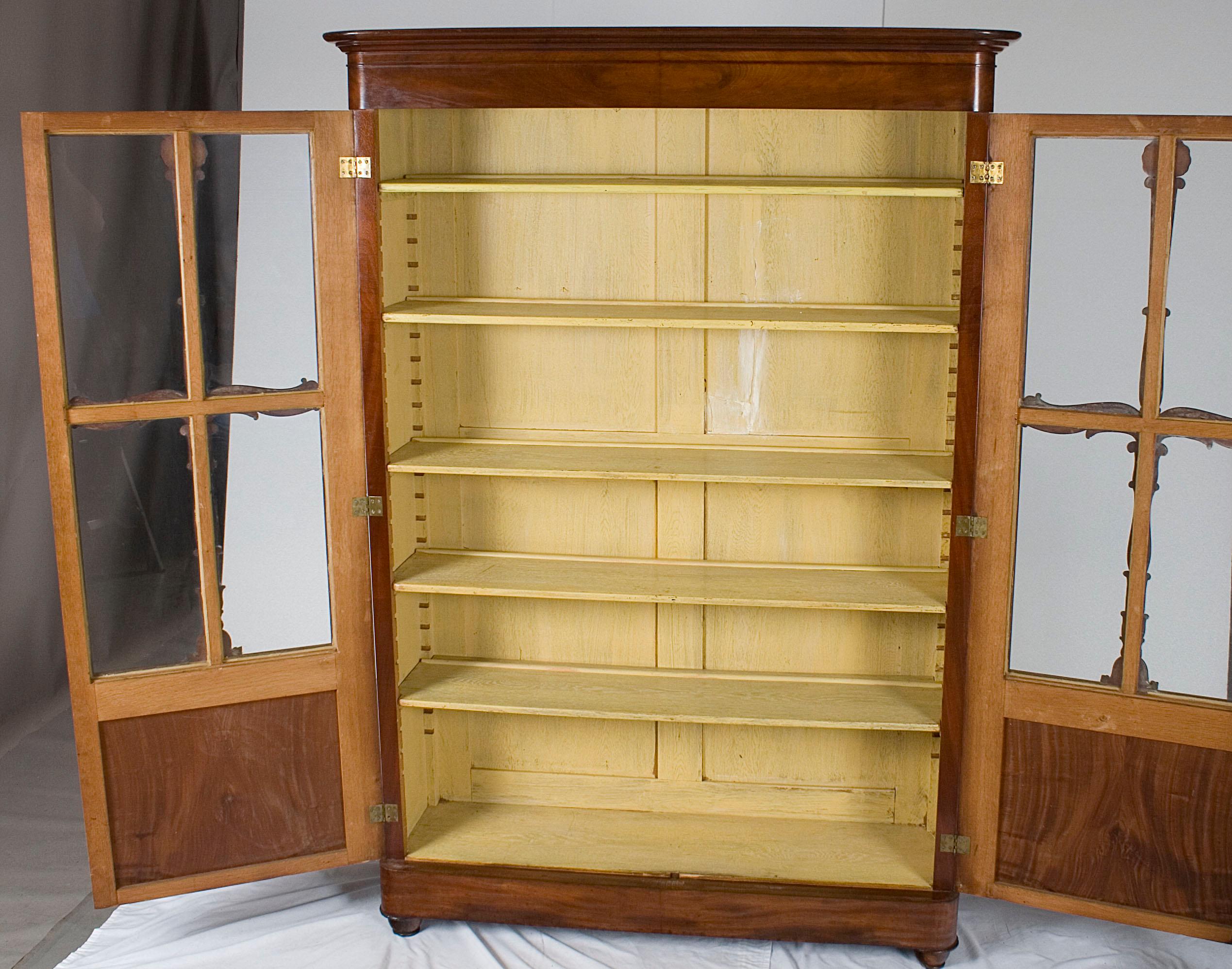 French Empire Style Mahogany Bookcase China Display Cabinet For Sale 1