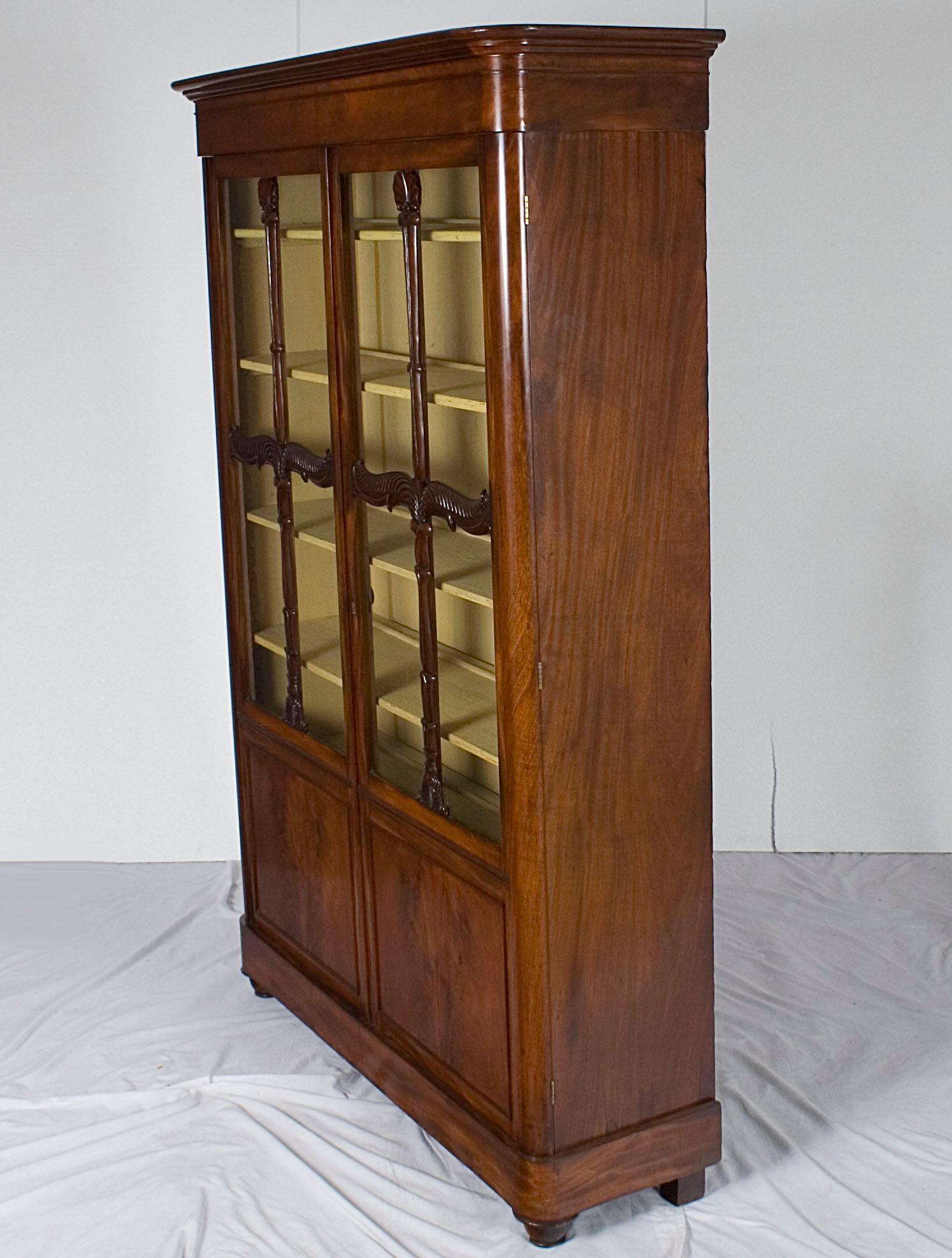 French Empire Style Mahogany Bookcase China Display Cabinet For Sale 3
