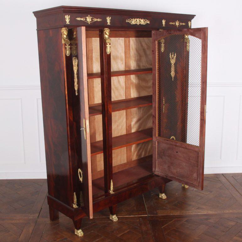 20th Century French Empire-Style Mahogany Bookcase