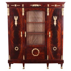 Antique French Empire-Style Mahogany Bookcase