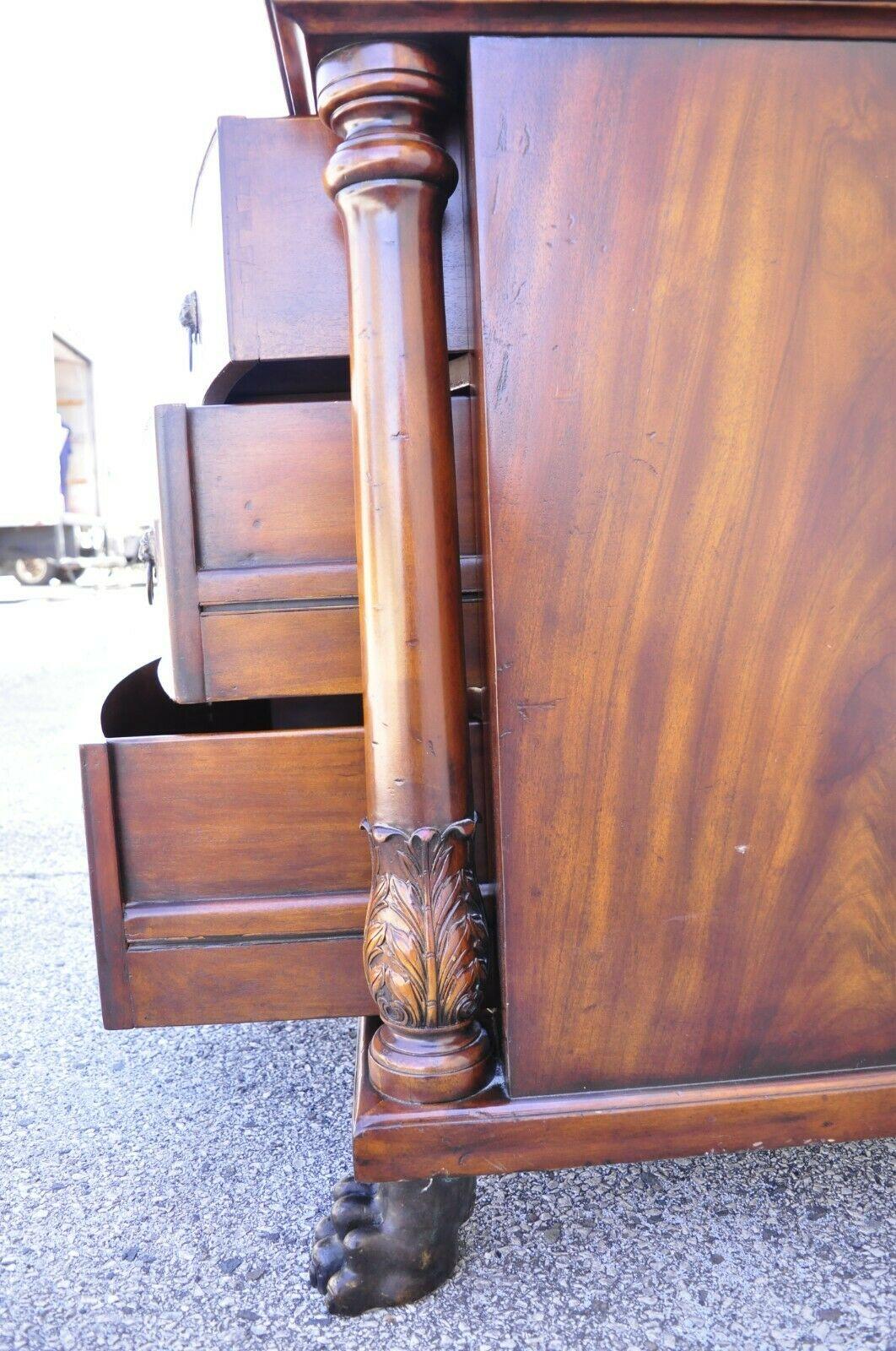 French Empire Style Mahogany Bow Front Chest Dresser with Bronze Paw Feet For Sale 3