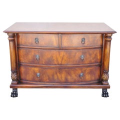 French Empire Style Mahogany Bow Front Chest Dresser with Bronze Paw Feet