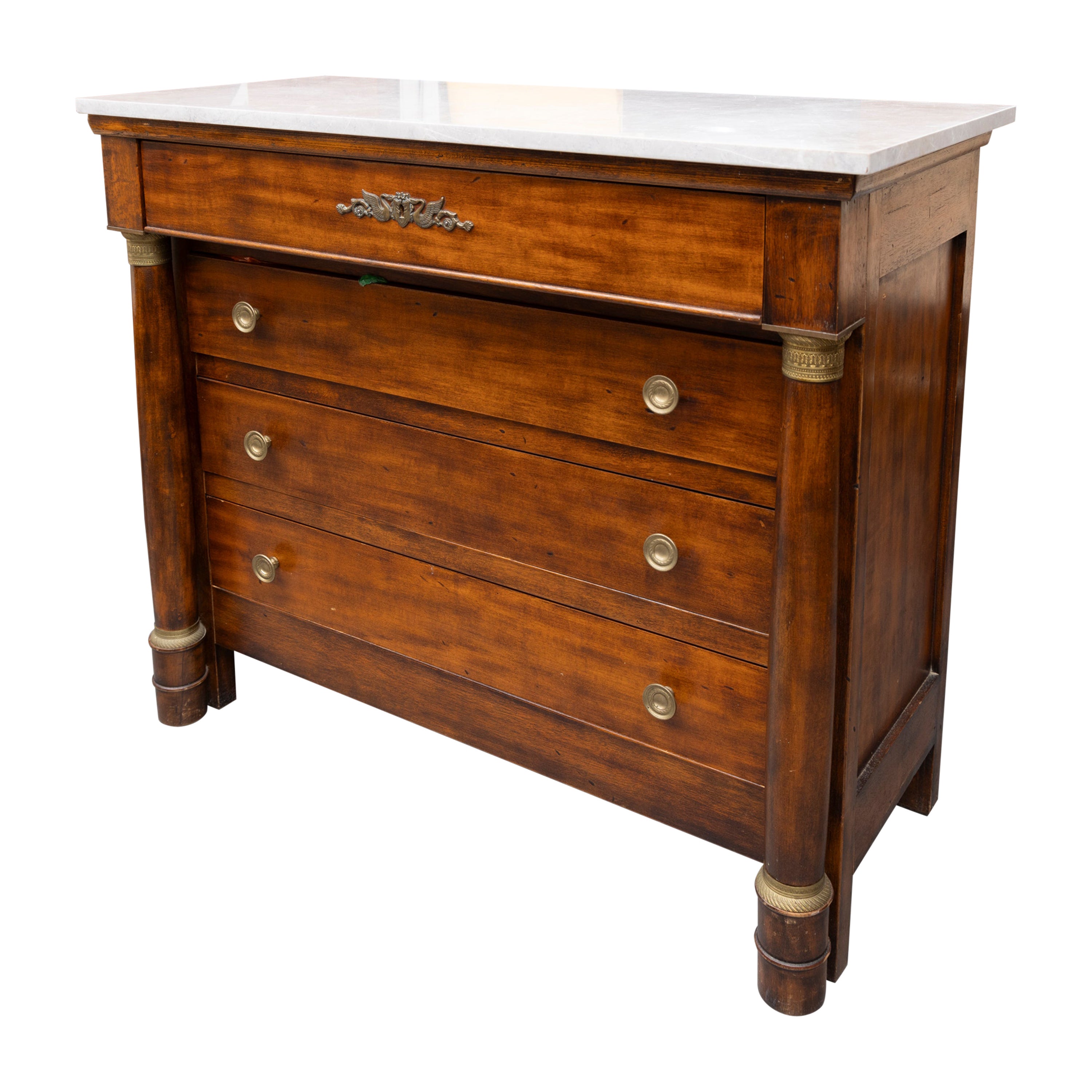 French Empire Style Mahogany Commode with Marble Top