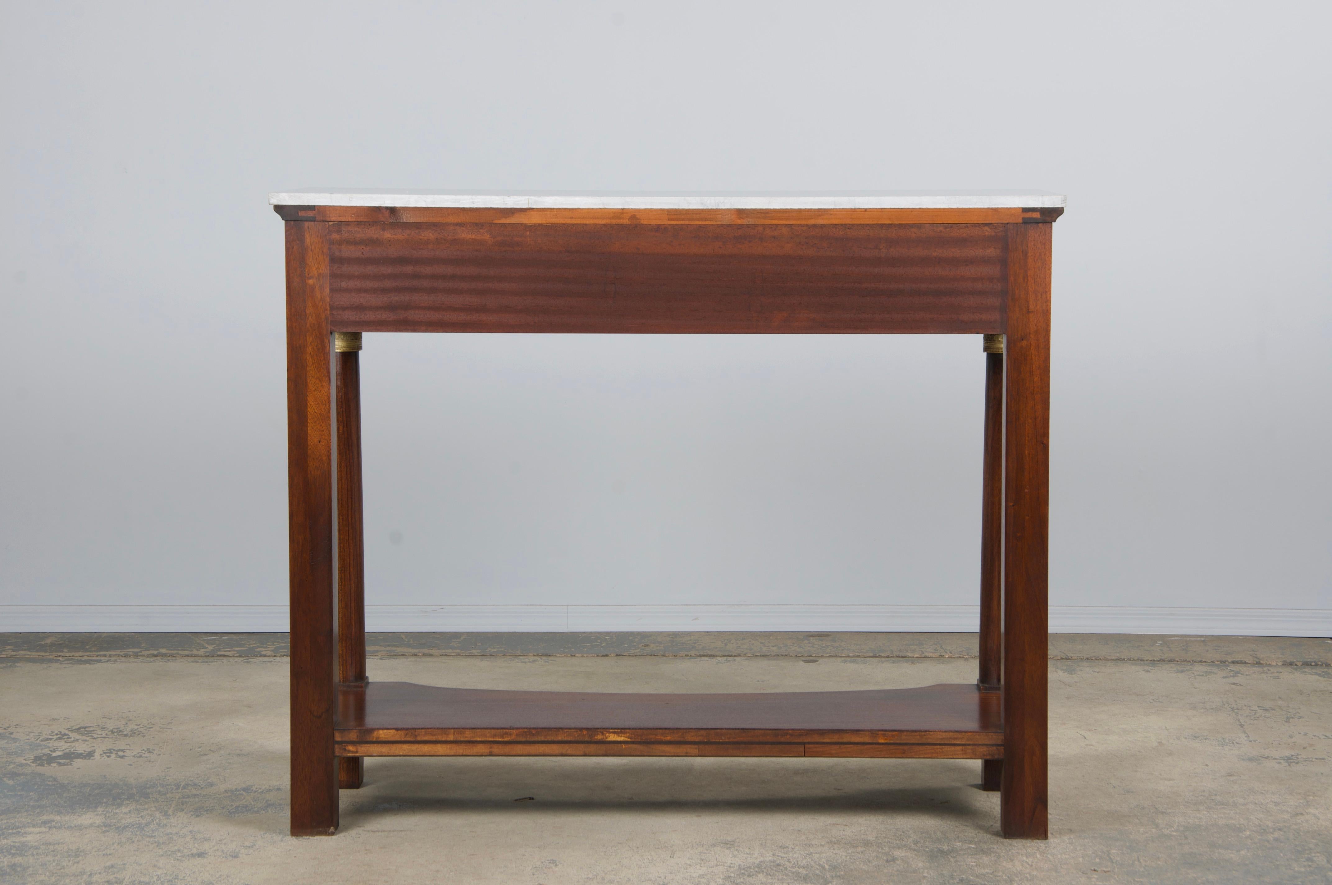 French Empire Style Mahogany Console Table W/ Gray Marble 12