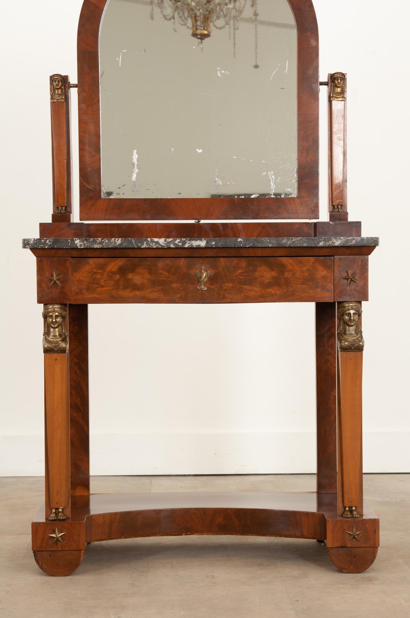 French Empire Style Mahogany Dressing Table In Good Condition For Sale In Baton Rouge, LA