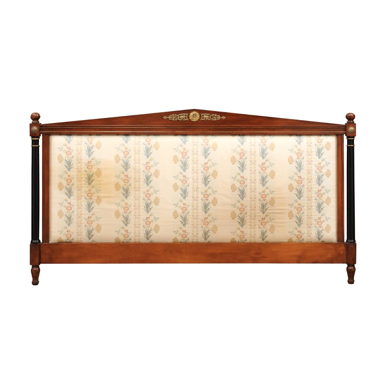 French Empire Style Mahogany Headboard with Silk Embroidery For Sale 8
