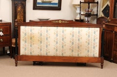 French Empire Style Mahogany Headboard with Silk Embroidery