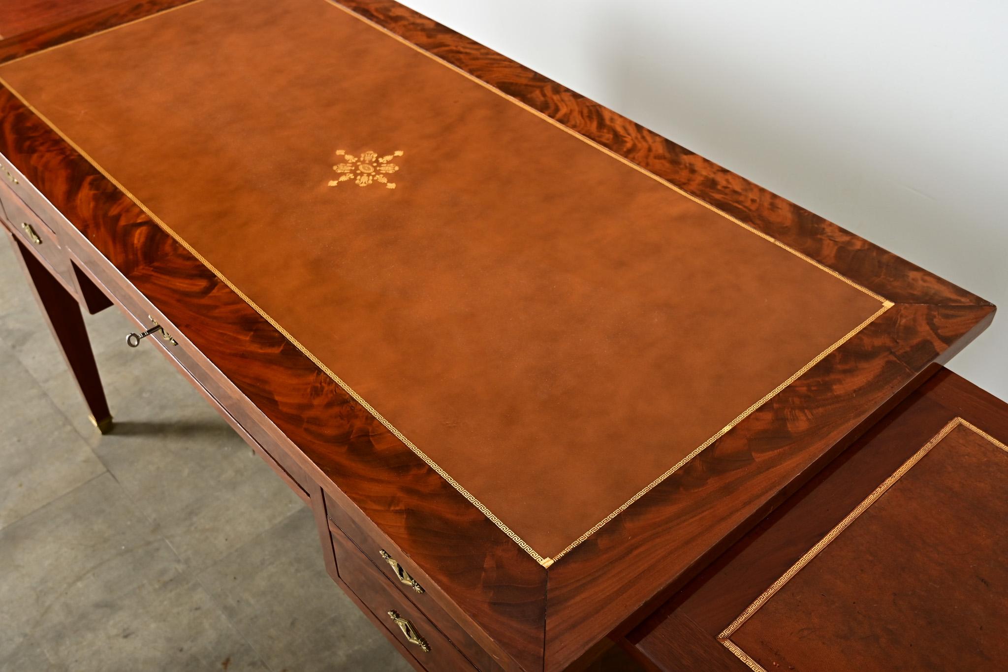 French Empire Style Mahogany & Leather Desk For Sale 1