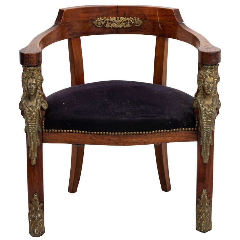 French Empire Style Mahogany Library Chair at 1stDibs