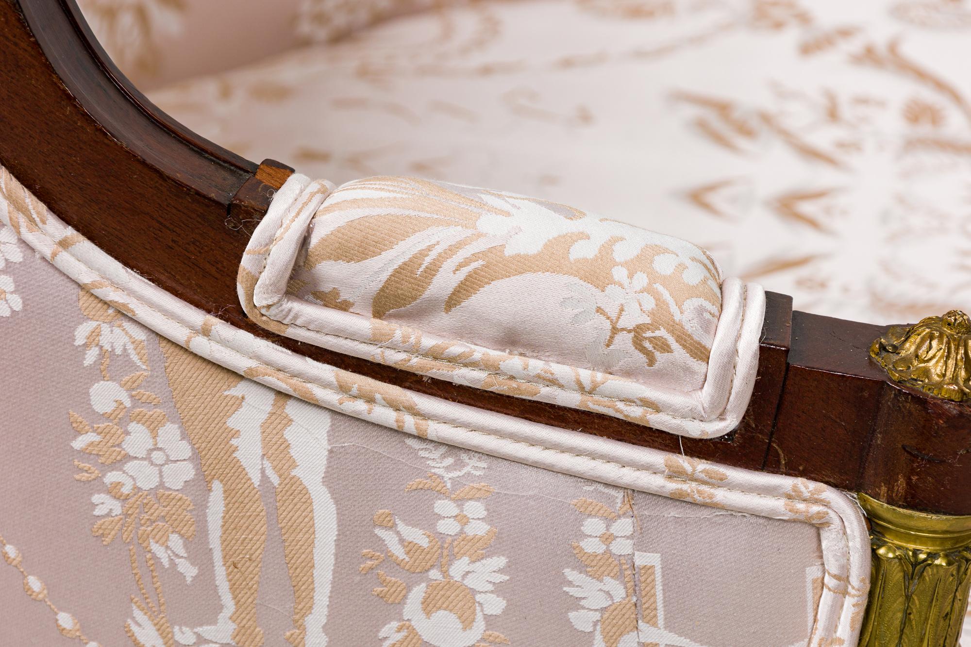 French Empire Style Mahogany Pink Chaise For Sale 1