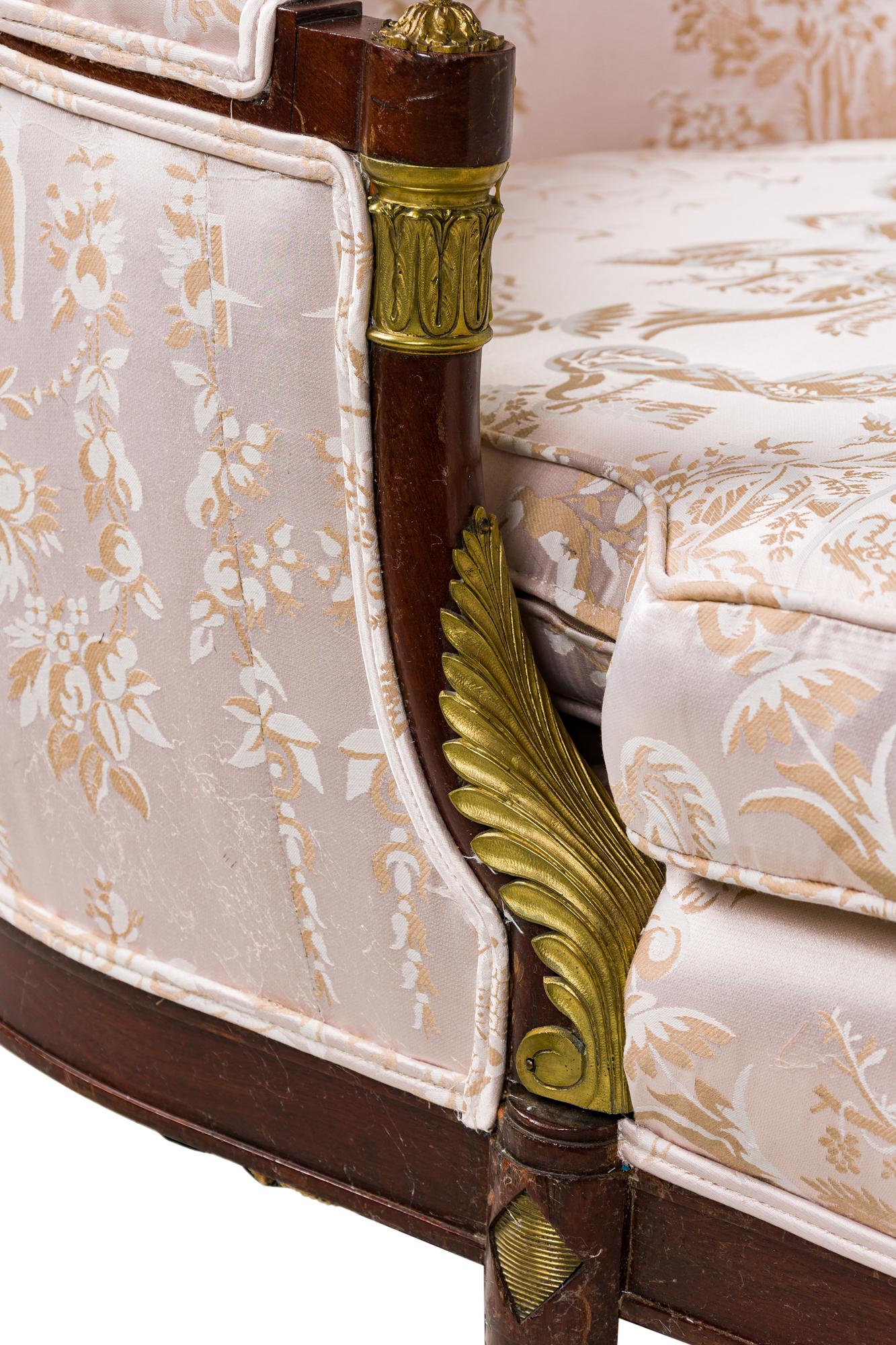 French Empire Style Mahogany Pink Chaise For Sale 2