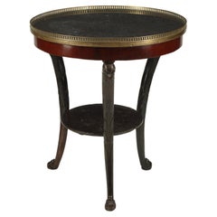Antique French Empire Style Mahogany Table with Marble Top, 19th Century