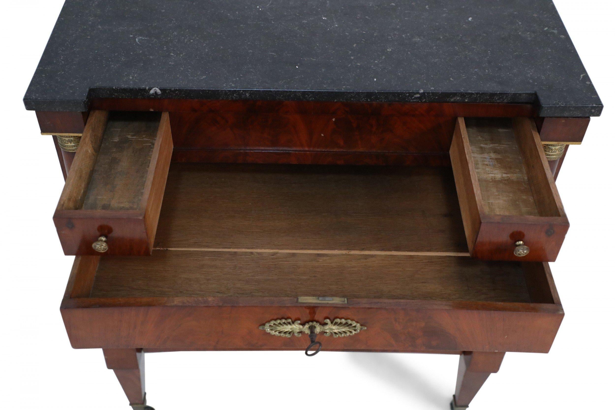 French Empire Style Mahogany Table with Marble Top and Ormolu Mounts 6