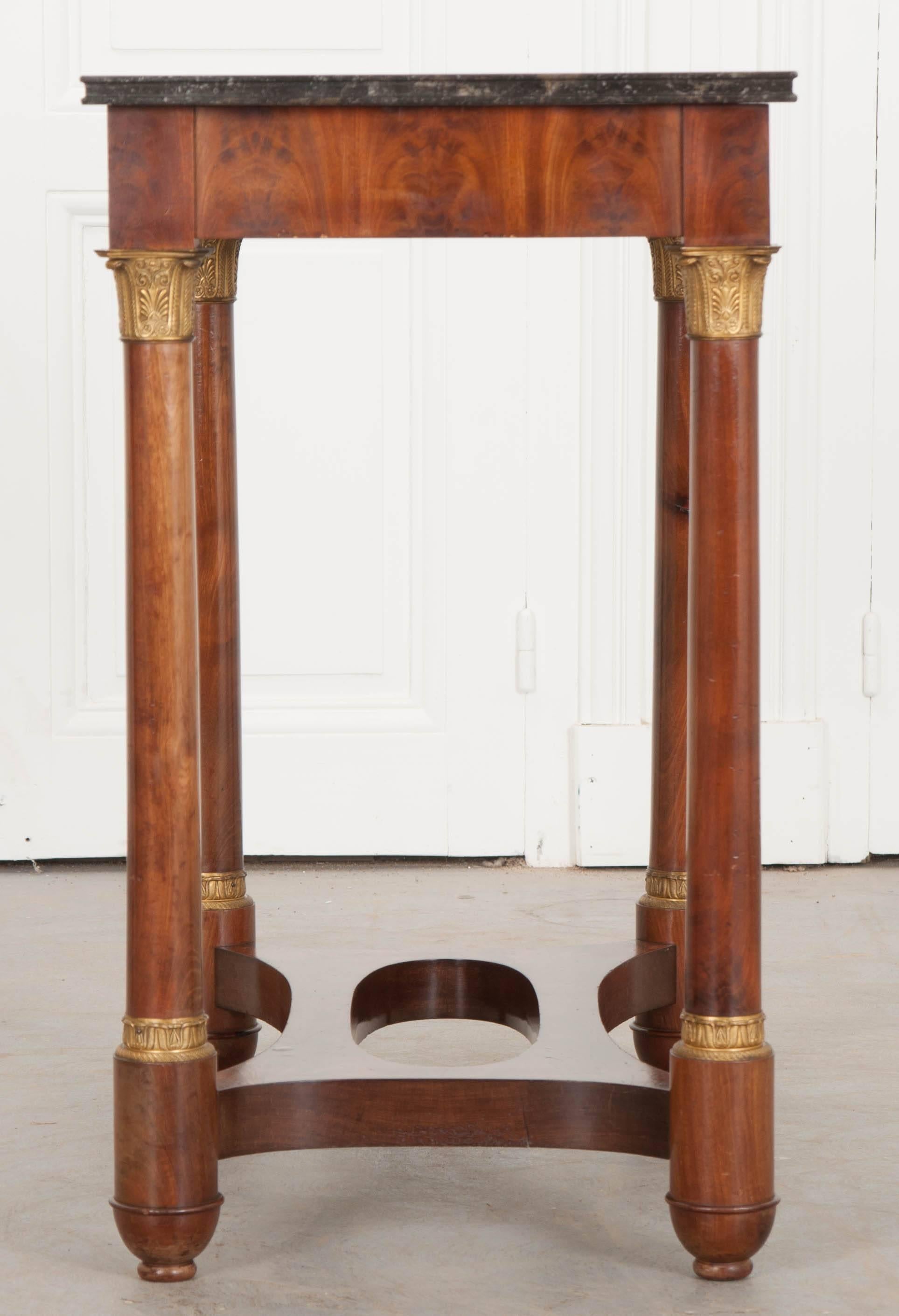 French Empire Style Mahogany Table with Marble Top In Good Condition In Baton Rouge, LA