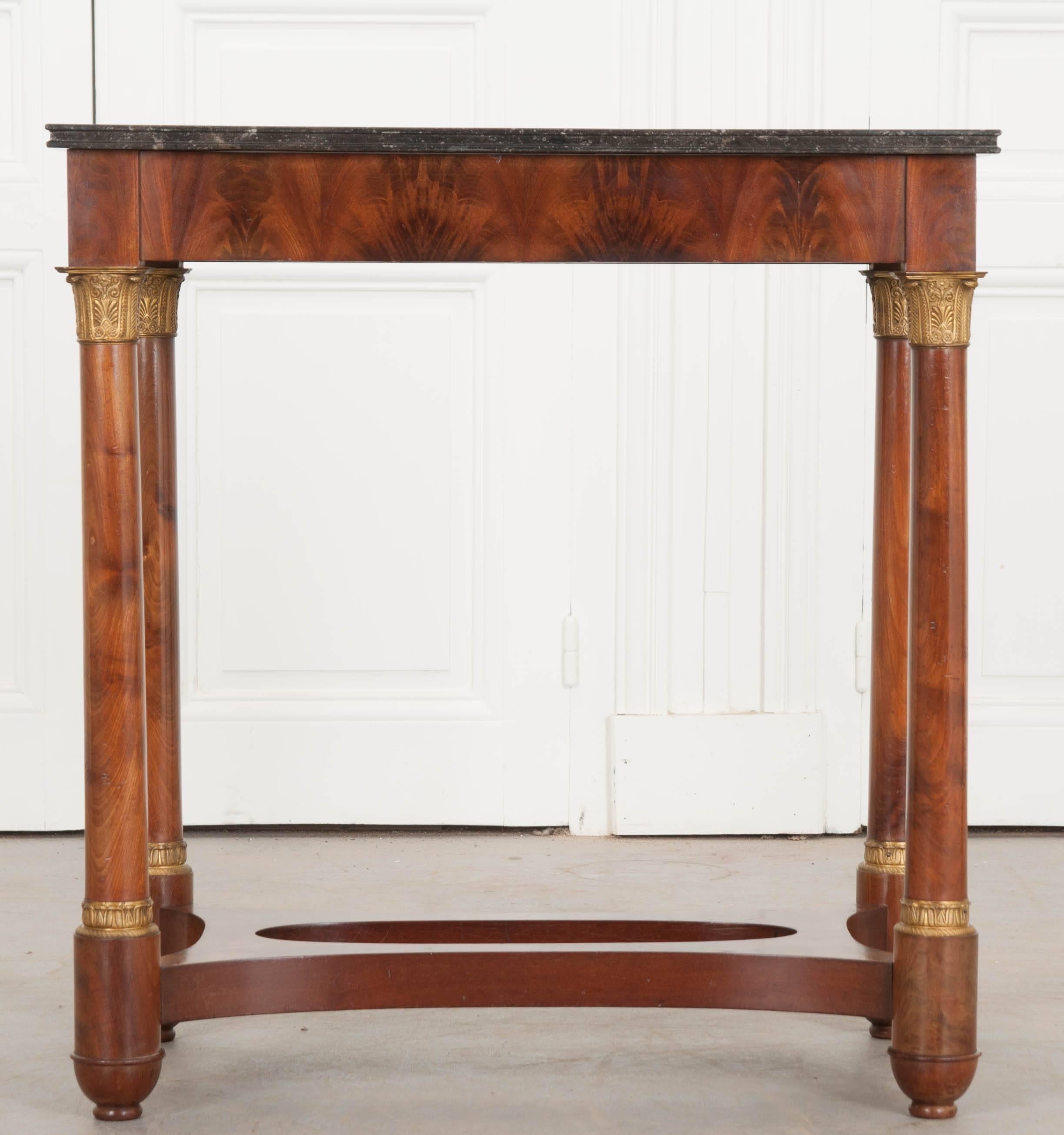 20th Century French Empire Style Mahogany Table with Marble Top