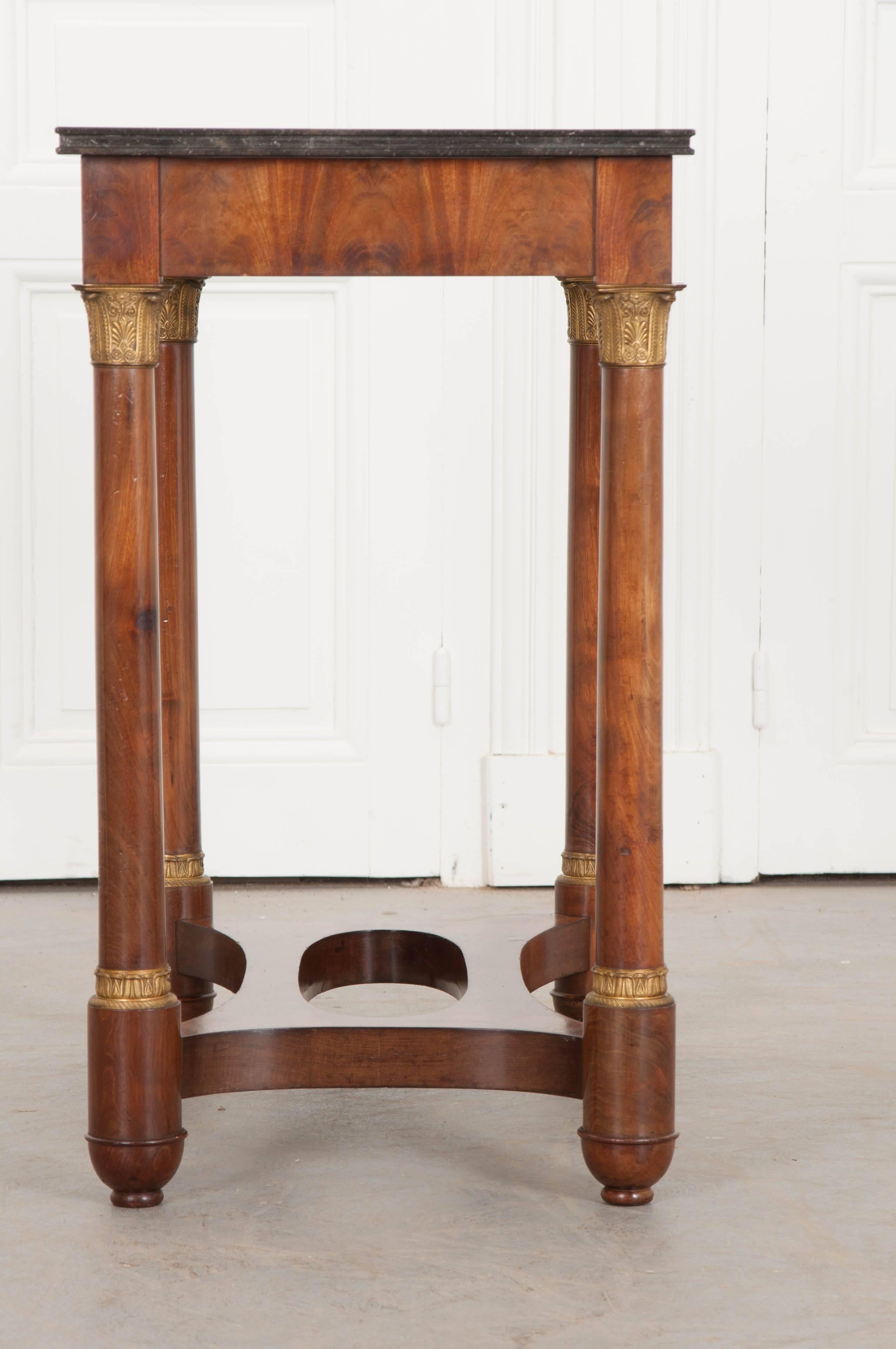 French Empire Style Mahogany Table with Marble Top 1