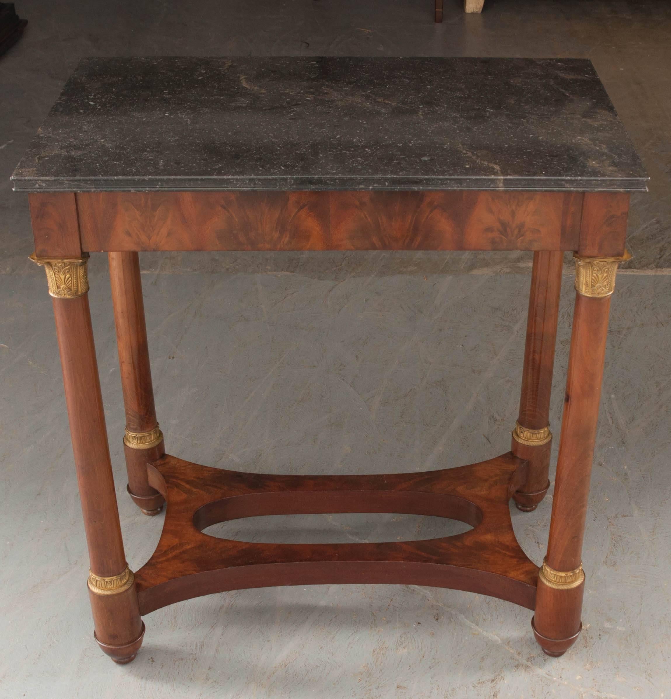 French Empire Style Mahogany Table with Marble Top 2
