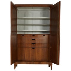 French Empire Style Mahogany Two Door Mirrored Armoire