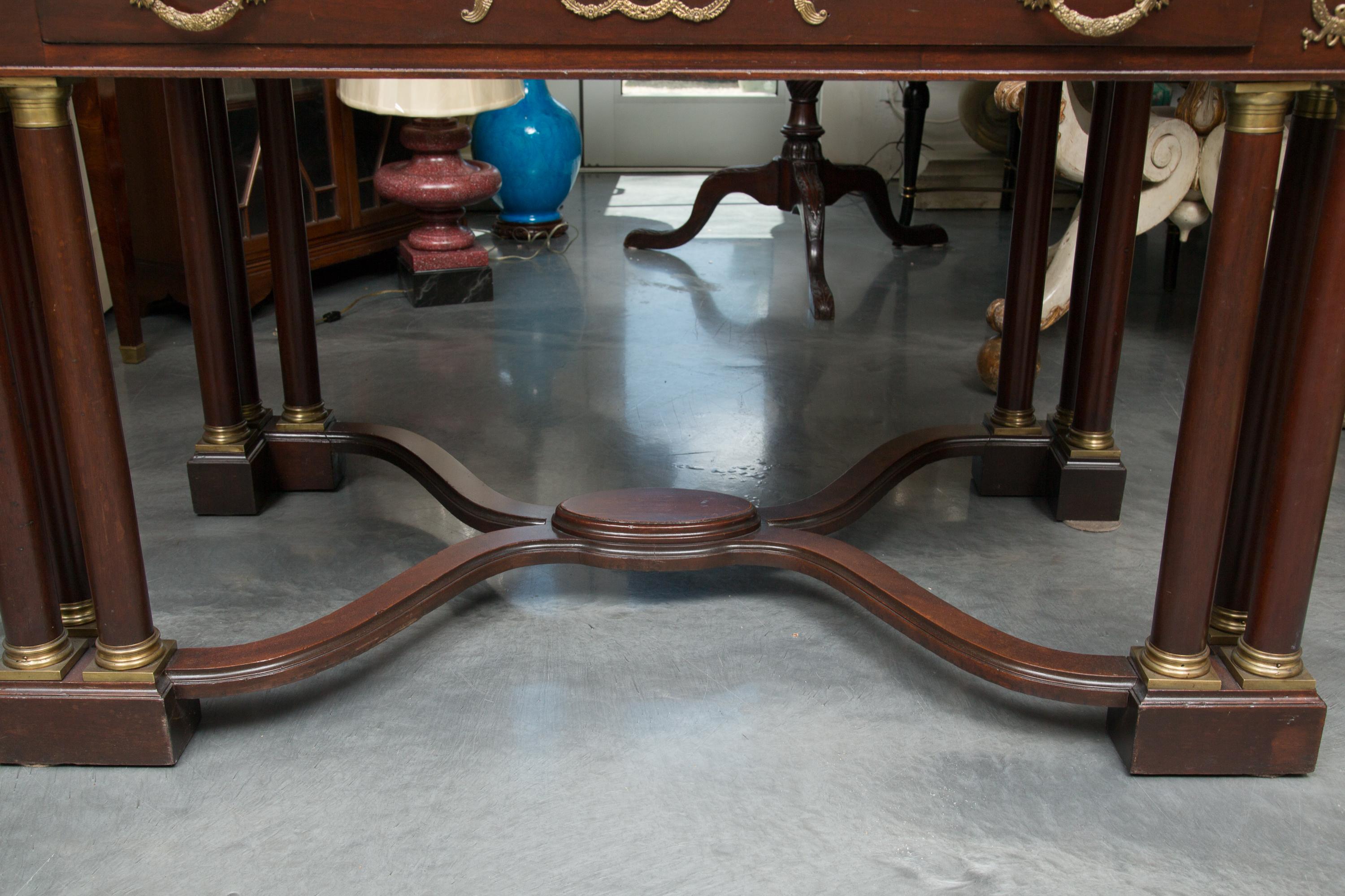 French Empire Style Mahogany Writing Table with Gilt Metal Decoration 6