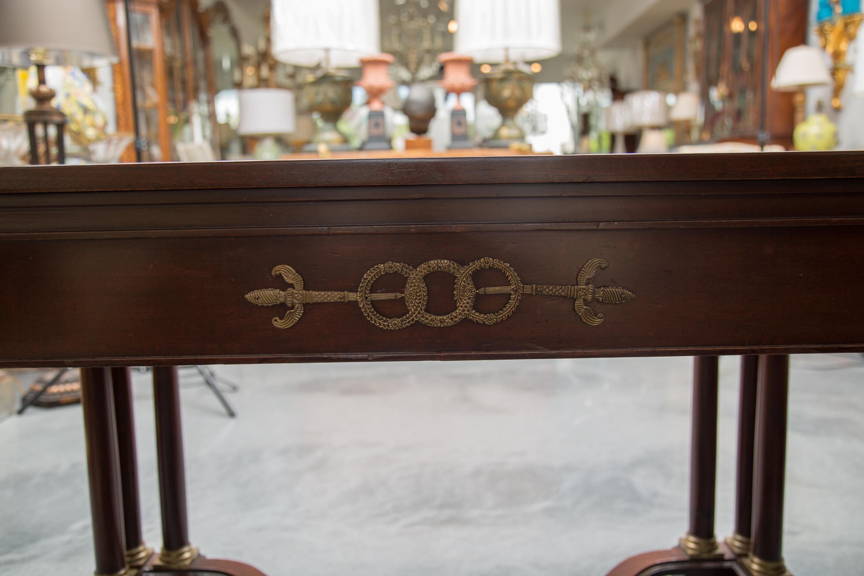 French Empire Style Mahogany Writing Table with Gilt Metal Decoration 9