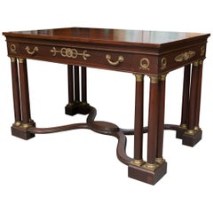 French Empire Style Mahogany Writing Table with Gilt Metal Decoration