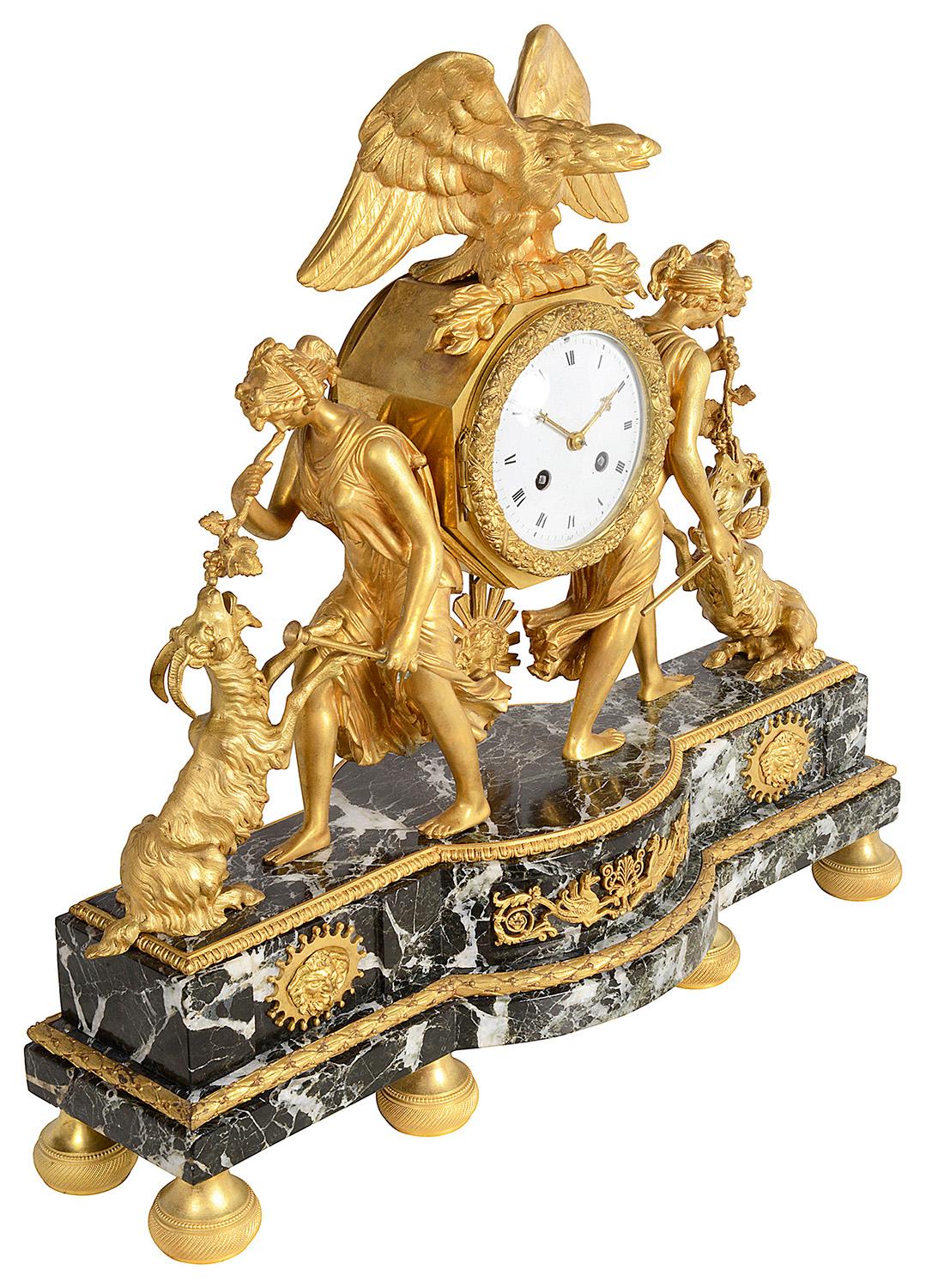 Horloge de cheminée de style Empire français, vers 1820 Bon état - En vente à Brighton, Sussex