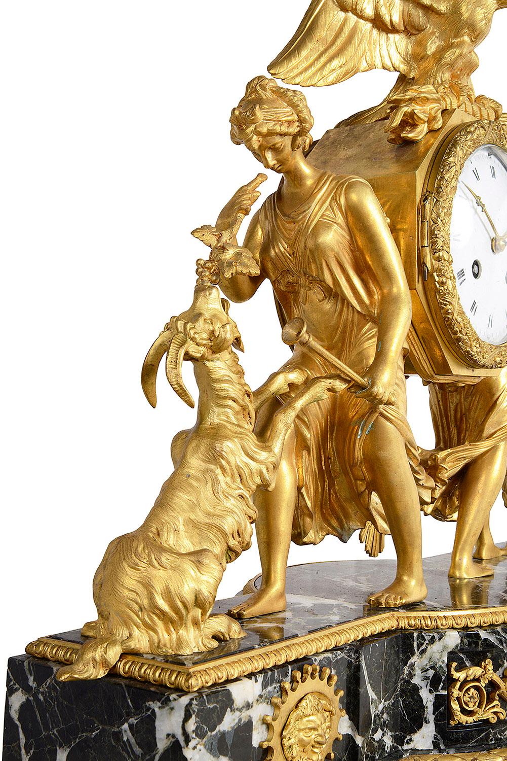 Horloge de cheminée de style Empire français, vers 1820 en vente 1