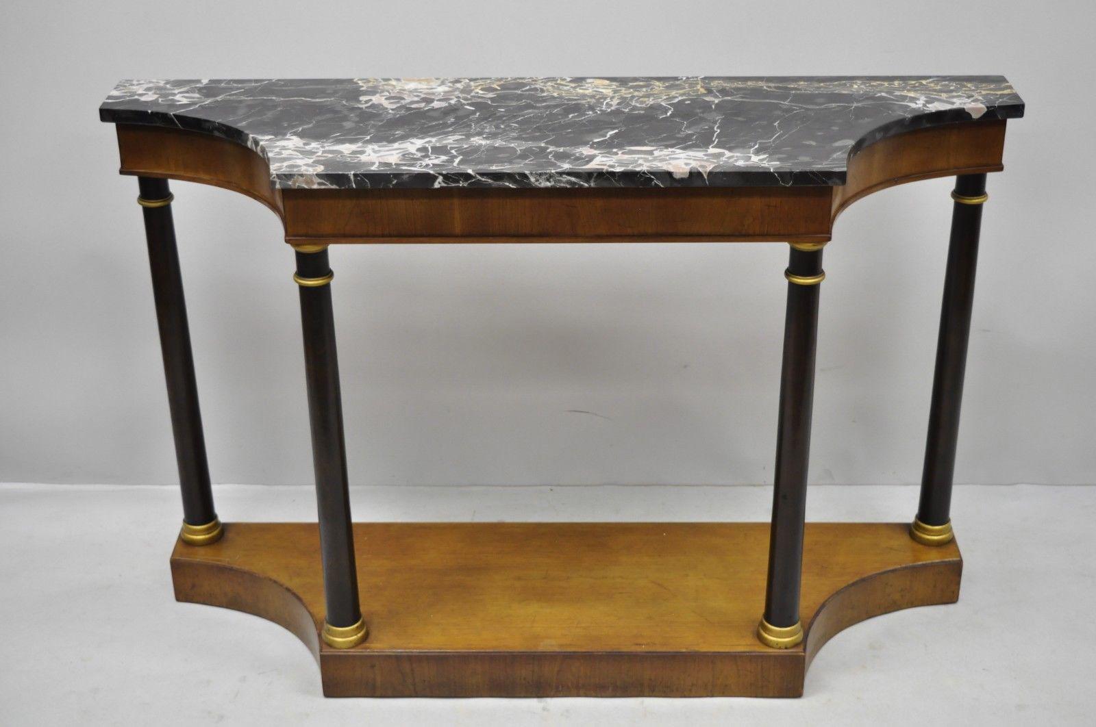 French Empire Style Marble Top Console Hall Table with Columns by Fine Arts Furn 7