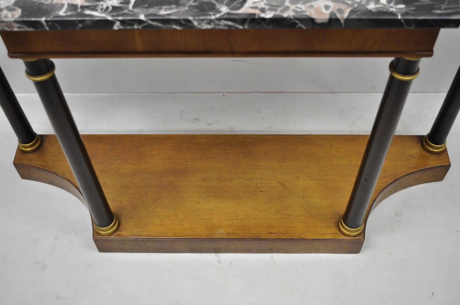 French Empire Style Marble Top Console Hall Table with Columns by Fine Arts Furn In Good Condition In Philadelphia, PA