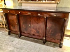 French Empire Style Marble-Top Mahogany Sideboard/Buffet