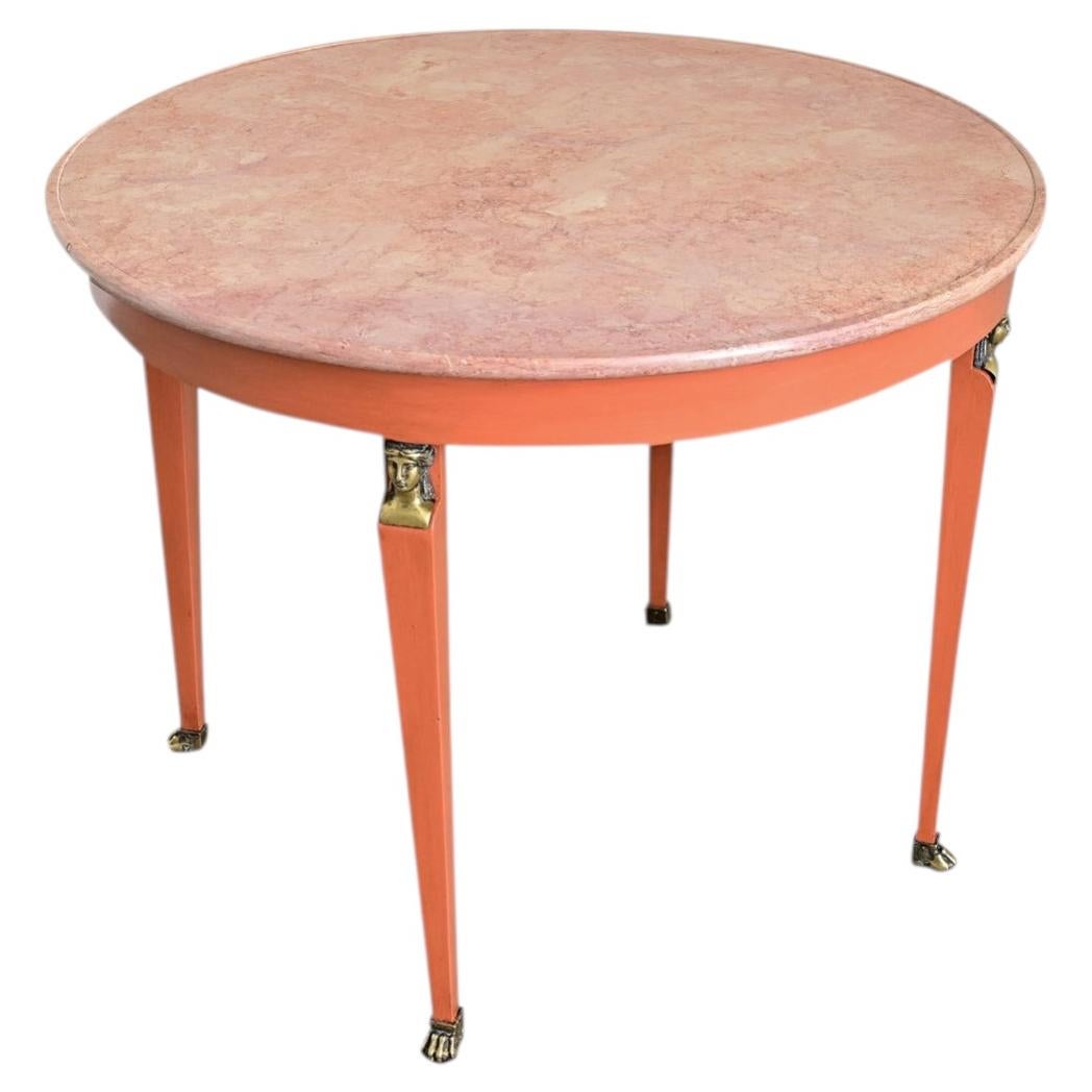 French Empire Style Marble-Top Painted Center Table For Sale