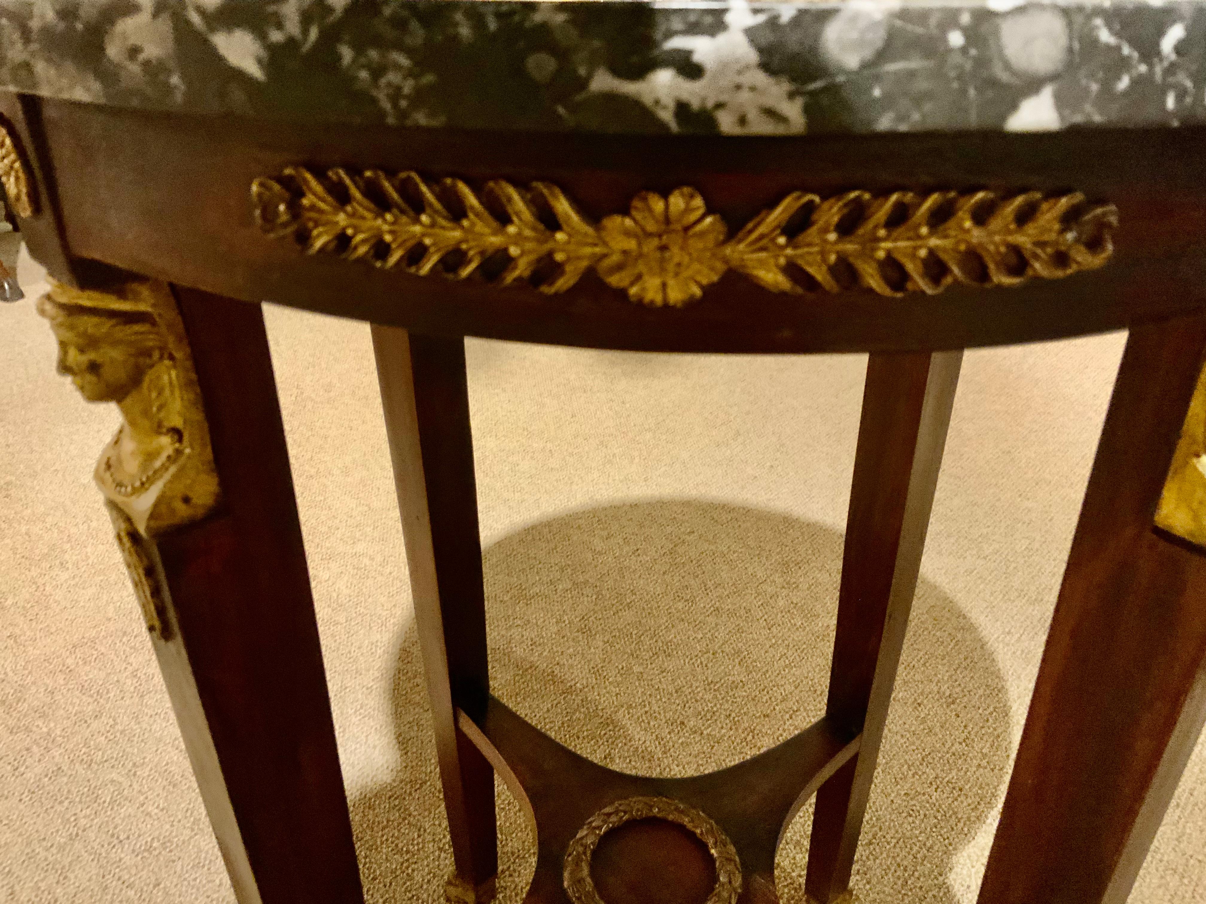 French Empire Style Marble Top table with bronze mounts In Good Condition For Sale In Houston, TX