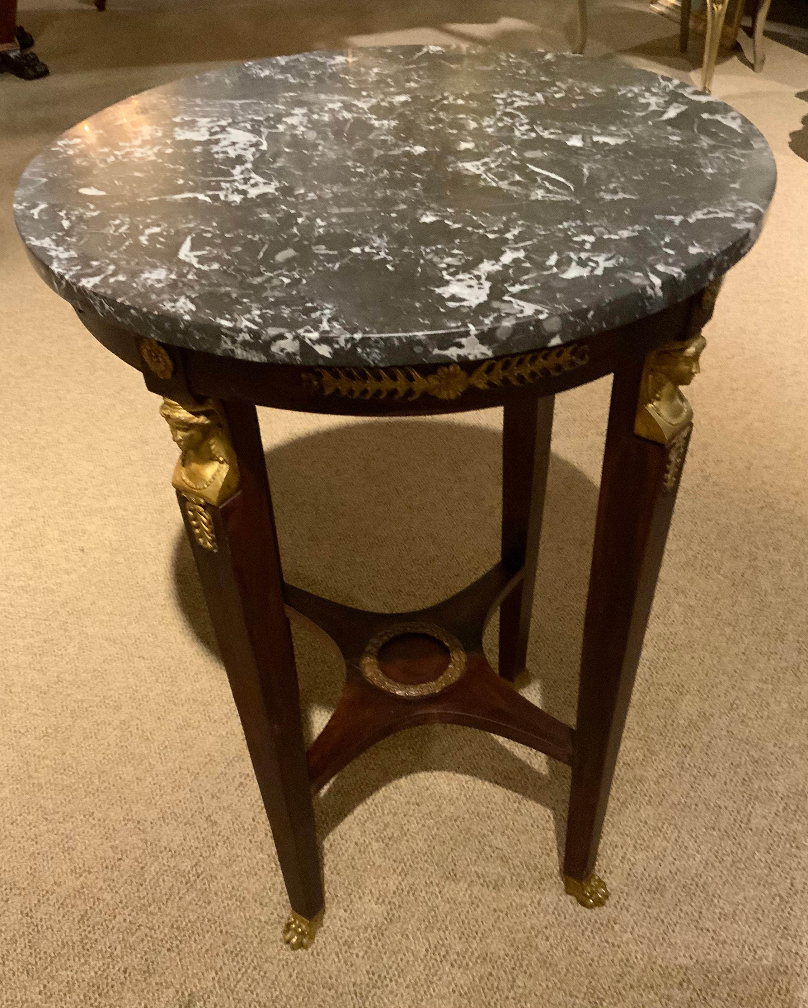 French Empire Style Marble Top table with bronze mounts For Sale 1
