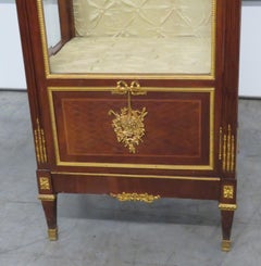 French Louis XVI Marble-Top China Cabinet Vitrine Manner of Sormani C1890