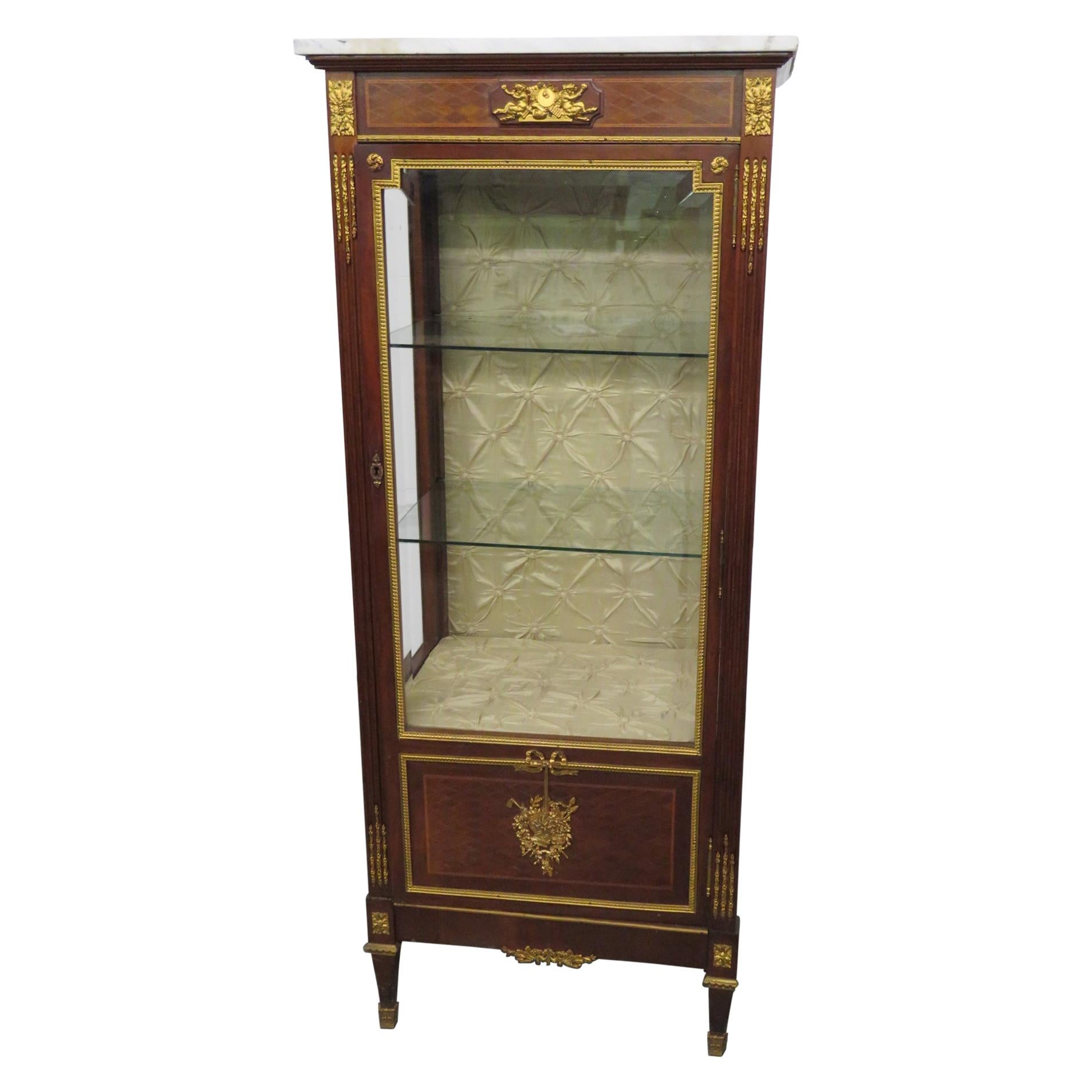 French Louis XVI MarbleTop China Vitrine Manner of Sormani