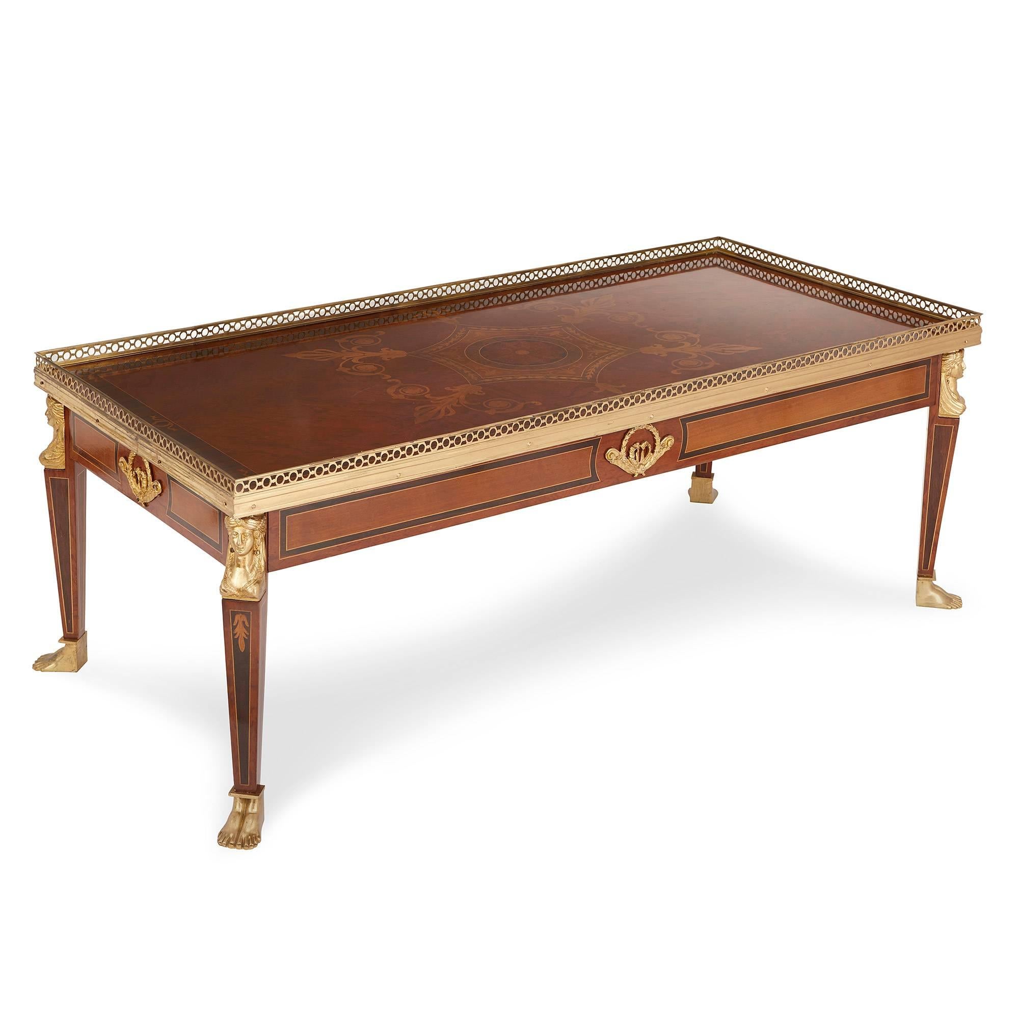 This exquisite coffee table has an understated elegance which will suit both contemporary interiors and more traditionally-minded ones. The table takes inspiration from the opulent, lavish Empire period of the early 19th century, as evinced by the