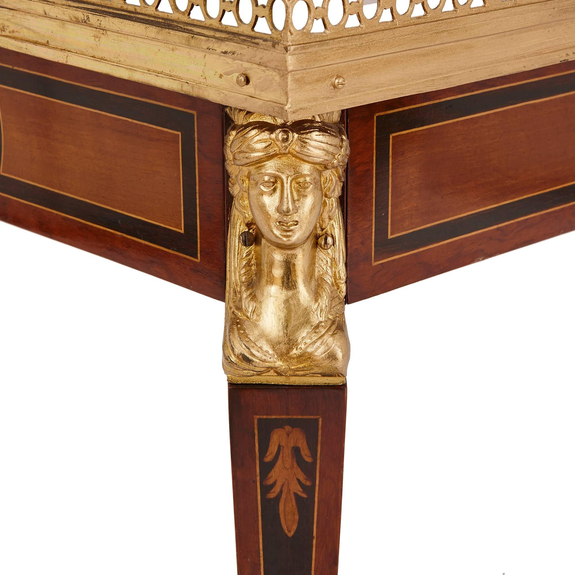 20th Century French Empire Style Marquetry Coffee Table