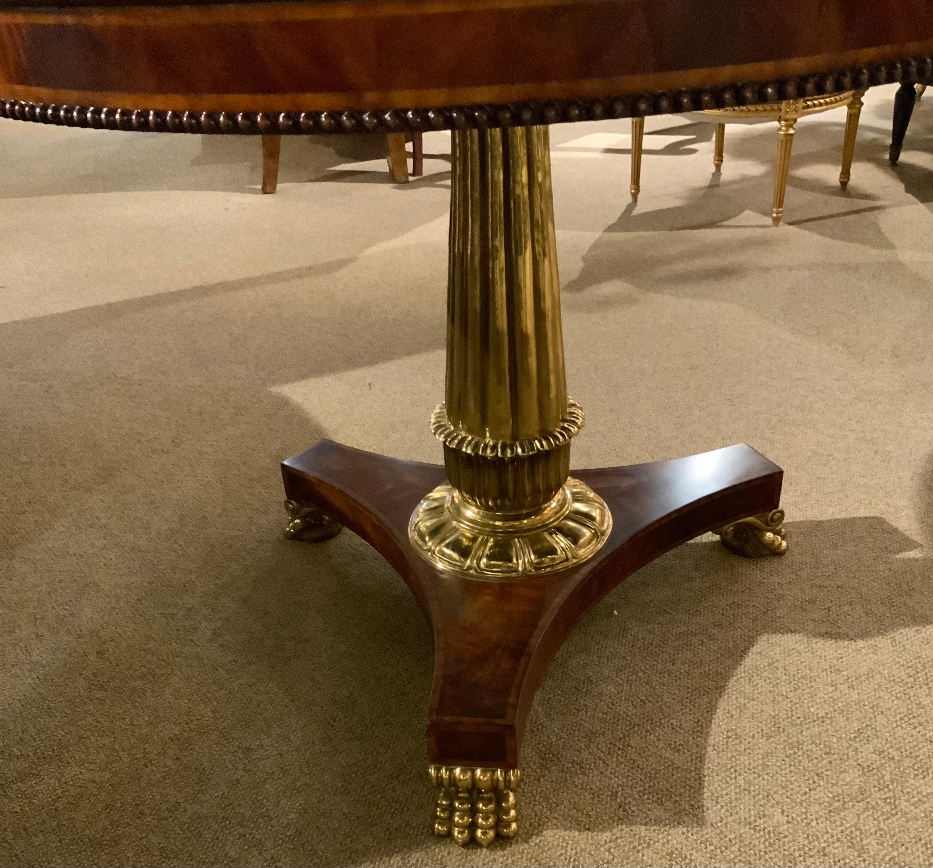 20th Century French Empire-Style Marquetry Inlaid Mahogany and Bronze Center Table For Sale