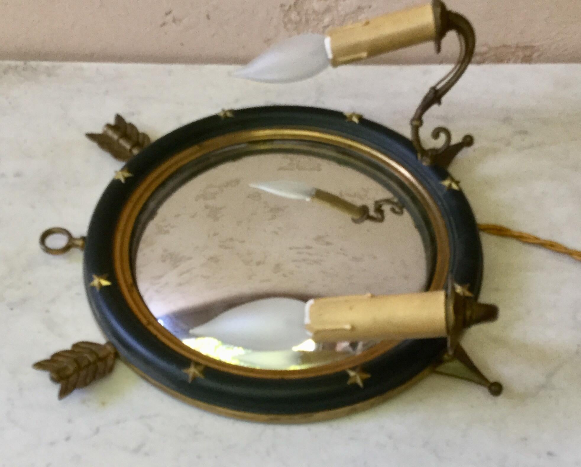 American Classical French Empire-Style Mirrored Sconce, circa 1940 For Sale