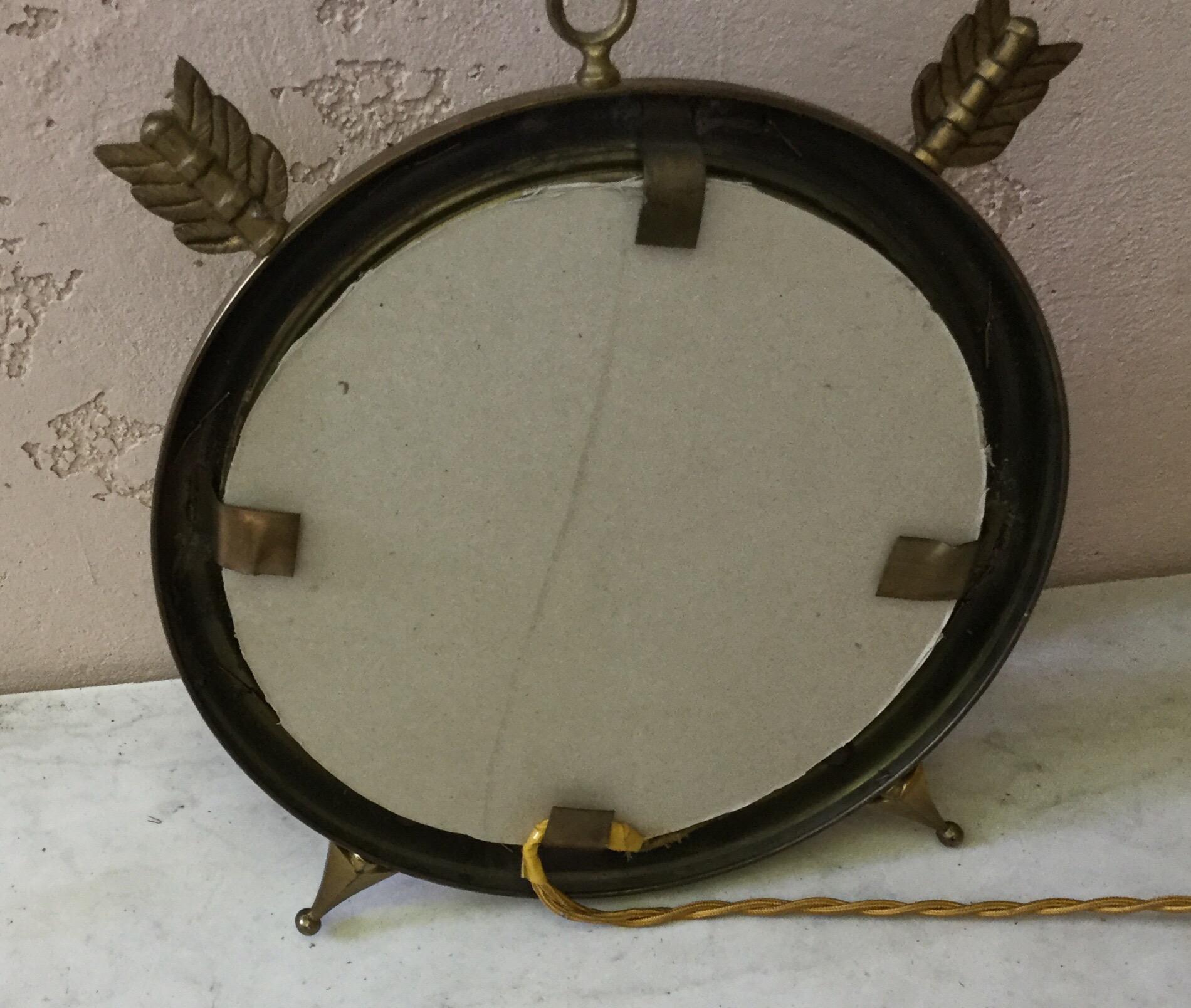 Metal French Empire-Style Mirrored Sconce, circa 1940 For Sale